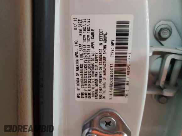 2014 Acura RDX z VIN 5J8TB3H30EL004757, wystawiony jako Copart lot #56487355 z przebiegiem 52 014 mil mil oraz Szkoda całkowita • Salvage title. Historia ofert i sprzedaży dostępna na DreamBid. Obrazek 13.