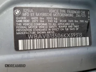 2006 BMW 3 Series 325i z VIN WBAVB13506KX39313, wystawiony jako Copart lot #56875025 z przebiegiem Nie podano mil oraz Szkoda całkowita • Salvage title. Historia ofert i sprzedaży dostępna na DreamBid. Obrazek 12.