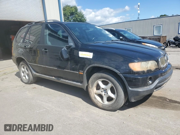 2001 BMW X5 3.0i with VIN WBAFA53511LM83216, listed as a Copart auction lot 69179654 with 0 mi miles and Salvage Title. Bid and sale history available at carsss.com. Image 4.