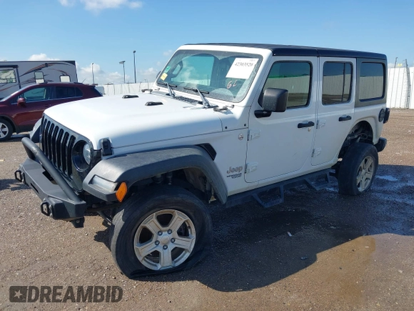 2020 Jeep Wrangler Unlimited Sport with VIN 1C4HJXDM2LW262867, listed as a IAAI auction lot 42303520 with 56,461 mi miles and . Bid and sale history available at DreamBid. Image 17.