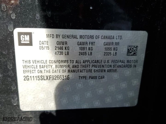 2015 Chevrolet Impala LT with VIN 2G1115SLXF9266316, listed as a Copart auction lot 48214345 with 176,794 mi miles and Salvage Title. Bid and sale history available at carsss.com. Image 12.