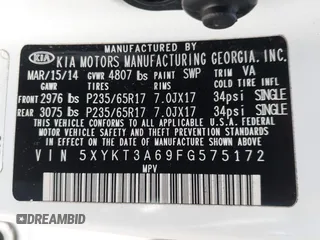 2015 Kia Sorento LX with VIN 5XYKT3A69FG575172, listed as a IAAI auction lot 42151412 with 161,823 mi miles and . Bid and sale history available at carsss.com. Image 9.