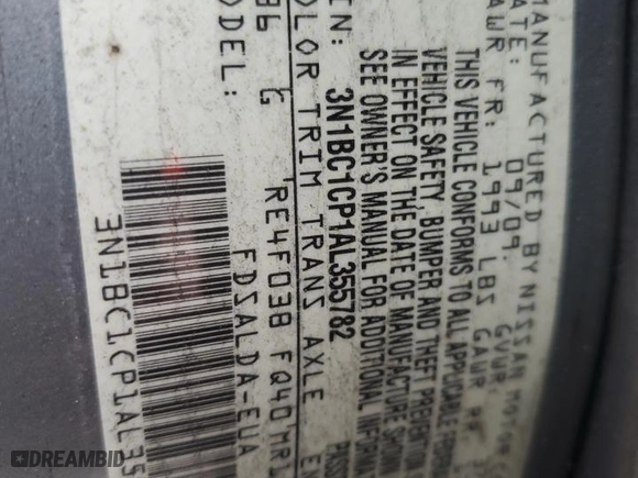 2010 Nissan Versa 1.8 S with VIN 3N1BC1CP1AL355782, listed as a Copart auction lot 49836505 with 176,806 mi miles and Salvage Title. Bid and sale history available at carsss.com. Image 14.
