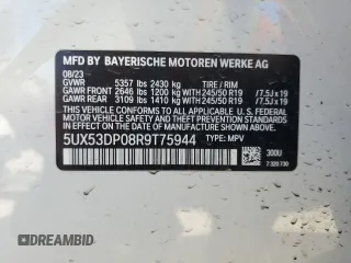 2024 BMW X3 xDrive30i with VIN 5UX53DP08R9T75944, listed as a Copart auction lot 44019865 with 11,777 mi miles and Salvage Title. Bid and sale history available at carsss.com. Image 13.