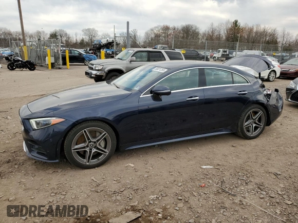 2019 Mercedes-Benz CLS with VIN WDD2J5KB9KA039254, listed as a Copart auction lot 50031255 with 76,184 mi miles and Salvage Title. Bid and sale history available at carsss.com. Image 1.