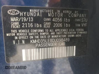 2013 Hyundai Elantra GT with VIN KMHD35LE8DU098489, listed as a Copart auction lot 52319825 with 103,248 mi miles and Salvage Title. Bid and sale history available at carsss.com. Image 12.