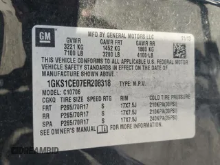 2014 GMC Yukon SLT with VIN 1GKS1CE07ER208318, listed as a Copart auction lot 46097405 with 98,882 mi miles and Salvage Title. Bid and sale history available at carsss.com. Image 13.