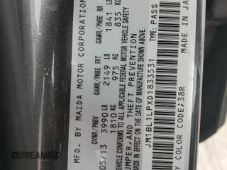 2013 Mazda 3 i Touring with VIN JM1BL1LPXD1833531, listed as a Copart auction lot 46881095 with 166,529 mi miles and Salvage Title. Bid and sale history available at carsss.com. Image 14.