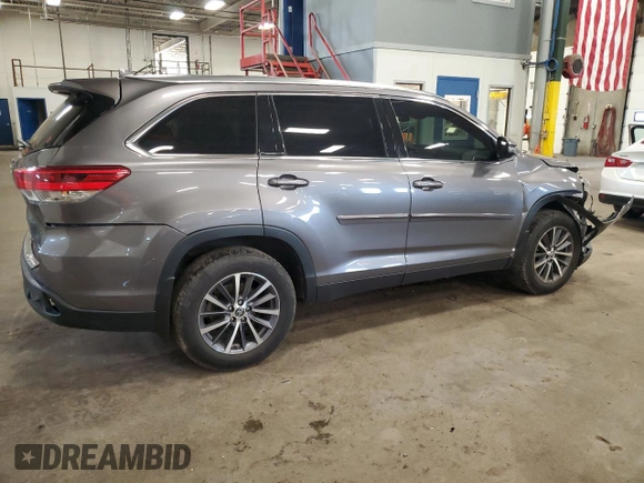 2019 Toyota Highlander SE with VIN 5TDJZRFH0KS598991, listed as a Copart auction lot 62814595 with 87,724 mi miles and Salvage title. Bid and sale history available at DreamBid. Image 3.