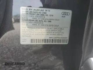 2016 Audi Q5 Premium Plus with VIN WA1L2AFP5GA049355, listed as a Copart auction lot 45203945 with 108,652 mi miles and Salvage Title. Bid and sale history available at carsss.com. Image 15.
