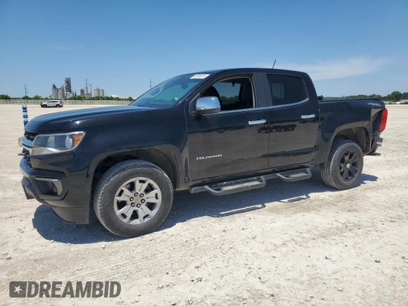 2021 Chevrolet Colorado 4WD LT with VIN 1GCGTCEN4M1216882, listed as a Copart auction lot 56245815 with 64,158 mi miles and Salvage title. Bid and sale history available at DreamBid. Image 1.