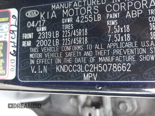 2017 Kia Niro Touring Launch Edition with VIN KNDCC3LC2H5078662, listed as a IAAI auction lot 41527692 with 100,269 mi miles. Bid and sale history available at carsss.com. Image 9.