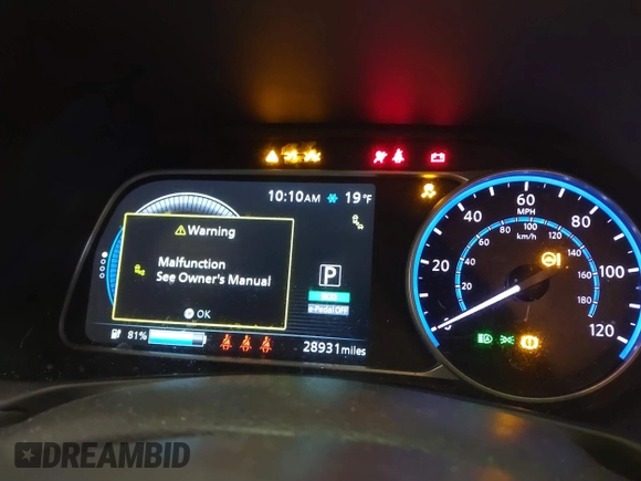2022 Nissan LEAF SV Plus with VIN 1N4BZ1CV3NC552390, listed as a IAAI auction lot 41600705 with 28,931 mi miles and . Bid and sale history available at DreamBid. Image 7.