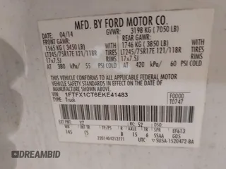 2014 Ford F-150 XL with VIN 1FTFX1CT6EKE41483, listed as a IAAI auction lot 41409520 with 131,898 mi miles. Bid and sale history available at carsss.com. Image 9.