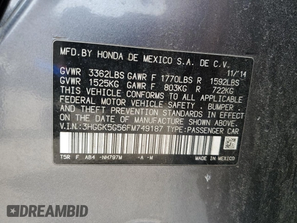 2015 Honda Fit LX with VIN 3HGGK5G56FM749187, listed as a Copart auction lot 52510855 with 122,317 mi miles and Salvage Title. Bid and sale history available at carsss.com. Image 14.