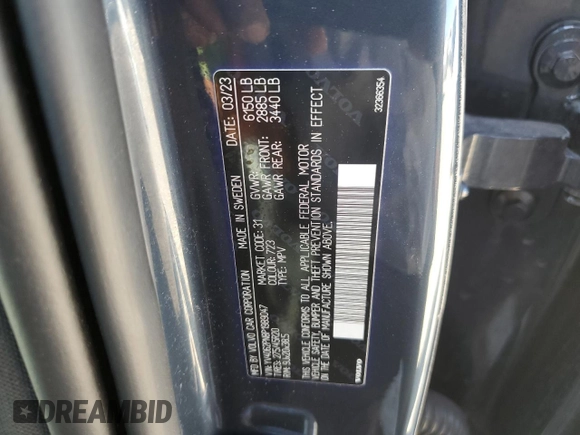 2023 Volvo XC90 Plus with VIN YV4062PN8P1989047, listed as a Copart auction lot 49952185 with 14,063 mi miles and Salvage Title. Bid and sale history available at carsss.com. Image 14.