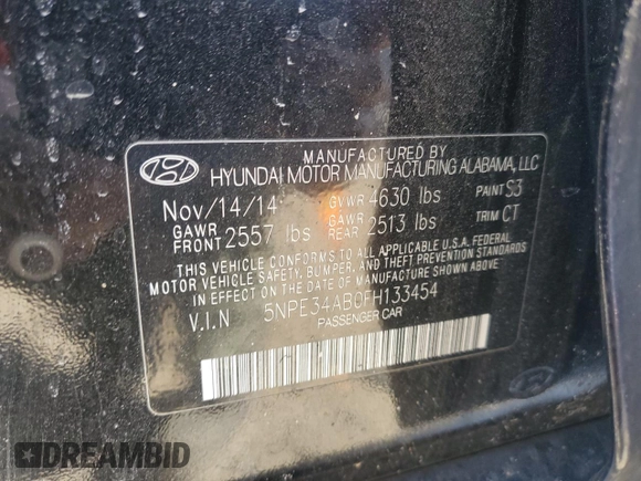2015 Hyundai Sonata Sport z VIN 5NPE34AB0FH133454, wystawiony jako Copart lot #42343465 z przebiegiem 141 927 mil mil oraz Czysty tytuł • Clean title. Historia ofert i sprzedaży dostępna na DreamBid. Obrazek 13.