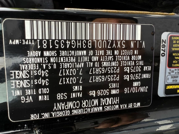 2017 Hyundai Santa Fe 2.4L with VIN 5XYZUDLB3HG435181, listed as a Copart auction lot 65147735 with 142,291 mi miles and Clean title. Bid and sale history available at DreamBid. Image 10.