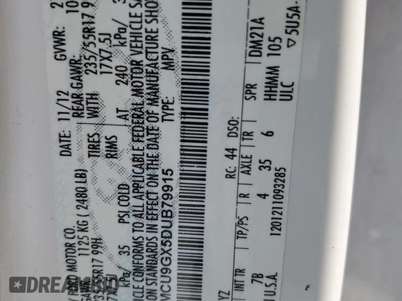 2013 Ford Escape SE with VIN 1FMCU9GX5DUB79915, listed as a Copart auction lot 48339745 with 157,310 mi miles and Salvage Title. Bid and sale history available at carsss.com. Image 14.