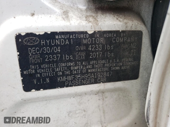 2005 Hyundai Sonata GLS with VIN KMHWF35H95A192847, listed as a Copart auction lot 70789014 with 175,615 mi miles and Salvage Title. Bid and sale history available at carsss.com. Image 14.