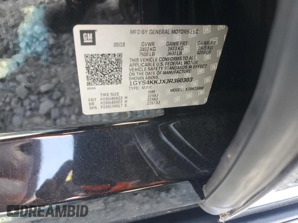 2018 Cadillac Escalade ESV Platinum z VIN 1GYS4KKJXJR360303, wystawiony jako Copart lot #54401285 z przebiegiem 94 802 mil mil oraz Szkody całkowita. Historia ofert i sprzedaży dostępna na DreamBid. Obrazek 14.