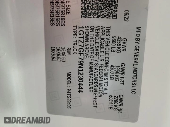 2022 GMC Savana z VIN 1GTZ7GF79N1230444, wystawiony jako Copart lot #47751865 z przebiegiem 43 481 mil mil oraz Szkoda całkowita • Salvage title. Historia ofert i sprzedaży dostępna na DreamBid. Obrazek 14.