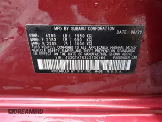 2020 Subaru Impreza Limited z VIN 4S3GTAT63L3730466, wystawiony jako Copart lot #81260704 z przebiegiem 18 257 mil mil oraz Szkoda całkowita • Salvage title. Historia ofert i sprzedaży dostępna na DreamBid. Obrazek 14.