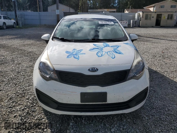 2013 Kia Rio LX with VIN KNADM4A38D6219536, listed as a Copart auction lot 72192754 with 74,307 mi miles and Salvage Title. Bid and sale history available at carsss.com. Image 5.