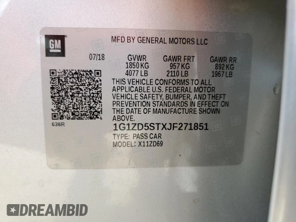 2018 Chevrolet Malibu LT z VIN 1G1ZD5STXJF271851, wystawiony jako Copart lot #55113365 z przebiegiem 128 055 mil mil oraz Szkoda całkowita • Salvage title. Historia ofert i sprzedaży dostępna na DreamBid. Obrazek 12.