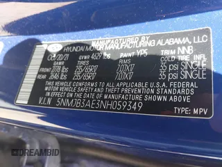 2022 Hyundai Tucson SEL with VIN 5NMJB3AE3NH059349, listed as a IAAI auction lot 42330576 with 27,010 mi miles and . Bid and sale history available at DreamBid. Image 9.
