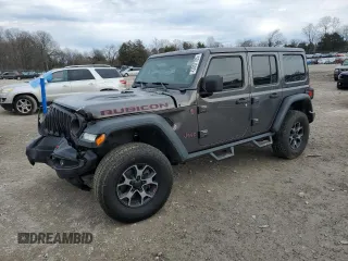 2019 Jeep Wrangler Unlimited Rubicon with VIN 1C4HJXFN0KW545613, listed as a Copart auction lot 42807785 with 64,510 mi miles and Salvage title. Bid and sale history available at DreamBid. Image 1.
