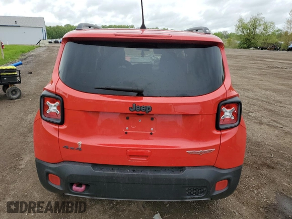 2018 Jeep Renegade Trailhawk с VIN ZACCJBCB7JPG76380, выставлен на аукционе Copart как лот 56914355 с пробегом 74 612 миль миль и Списание • Salvage title. История ставок и продаж доступна на DreamBid. Изображение 6.