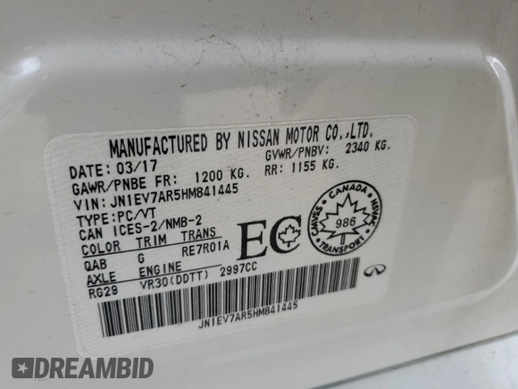 2017 Infiniti Q50 Premium with VIN JN1EV7AR5HM841445, listed as a Copart auction lot 62714425 with 134,161 mi miles and Salvage title. Bid and sale history available at DreamBid. Image 12.