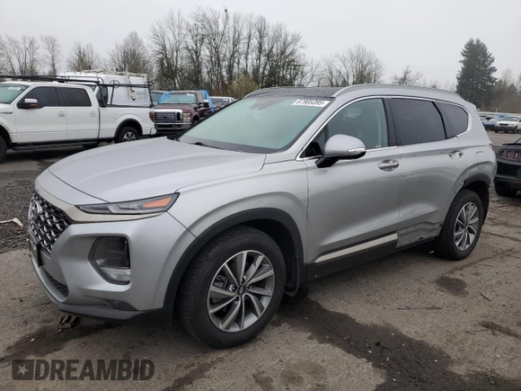 2020 Hyundai Santa Fe Limited with VIN 5NMS5CADXLH187314, listed as a Copart auction lot 87905395 with 35,904 mi miles and Salvage Title. Bid and sale history available at DreamBid. Image 1.