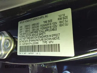 2017 Acura RDX with VIN 5J8TB4H37HL020089, listed as a IAAI auction lot 41649352 with Not provided miles and . Bid and sale history available at DreamBid. Image 9.