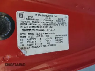 2000 GMC Safari with VIN 1GKDM19W5YB524526, listed as a Copart auction lot 74827074 with 125,817 mi miles and Salvage Title. Bid and sale history available at carsss.com. Image 13.