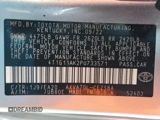 2023 Toyota Camry SE with VIN 4T1G11AK2PU733571, listed as a Copart auction lot 51314245 with 23,383 mi miles and Clean Title. Bid and sale history available at DreamBid. Image 12.