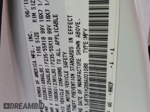 2011 Acura RDX z VIN 5J8TB1H28BA001088, wystawiony jako Copart lot #80572603 z przebiegiem 116 812 mil mil oraz Szkoda całkowita • Salvage title. Historia ofert i sprzedaży dostępna na DreamBid. Obrazek 13.