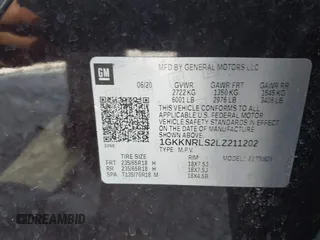 2020 GMC Acadia SLE z VIN 1GKKNRLS2LZ211202, wystawiony jako IAAI lot #41800521 z przebiegiem 62 104 mil mil oraz . Historia ofert i sprzedaży dostępna na DreamBid. Obrazek 9.