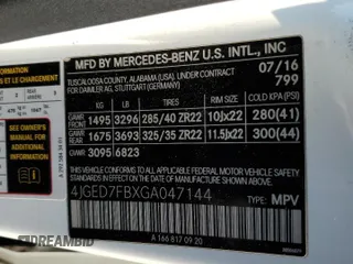 2016 Mercedes-Benz GLE 63 S AMG with VIN 4JGED7FBXGA047144, listed as a Copart auction lot 87331464 with 133,611 mi miles and Salvage title. Bid and sale history available at DreamBid. Image 15.