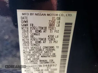 2008 Nissan Titan XE with VIN 1N6AA07C78N348892, listed as a Copart auction lot 52033525 with 359,461 mi miles and Salvage title. Bid and sale history available at DreamBid. Image 14.