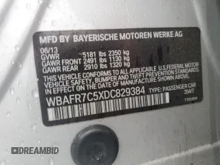 2013 BMW 5 Series 535i with VIN WBAFR7C5XDC829384, listed as a Copart auction lot 49880875 with 133,908 mi miles and Salvage Title. Bid and sale history available at DreamBid. Image 14.