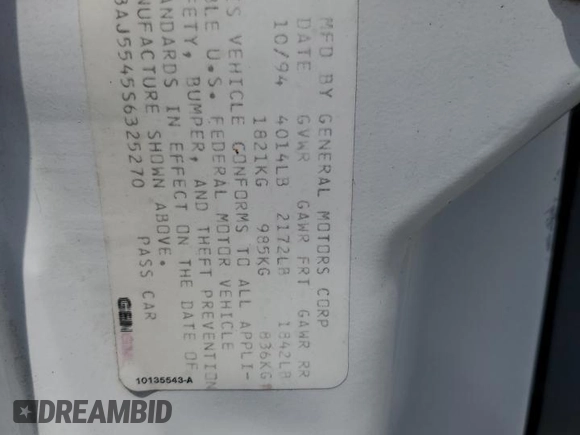 1995 Oldsmobile Cutlass Ciera with VIN 1G3AJ5545S6325270, listed as a Copart auction lot 50148265 with 81,883 mi miles and Salvage Title. Bid and sale history available at DreamBid. Image 12.