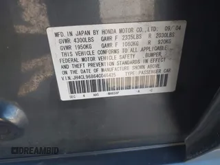 2004 Acura TSX с VIN JH4CL96864C046425, выставлен на аукционе IAAI как лот 42362895 с пробегом 188 338 миль миль и . История ставок и продаж доступна на DreamBid. Изображение 9.