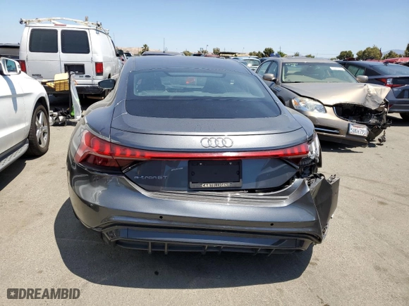 2022 Audi e-tron GT Prestige with VIN WAUDJBFW9N7004503, listed as a Copart auction lot 57742104 with NaN miles and Salvage Title. Bid and sale history available at carsss.com. Image 6.