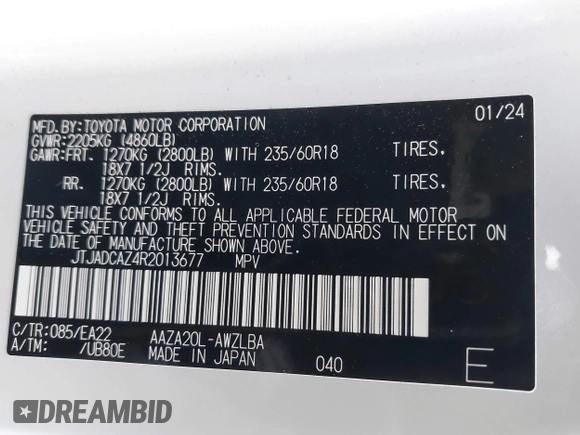 2024 Lexus NX 250 with VIN JTJADCAZ4R2013677, listed as a IAAI auction lot 41548654 with 24,564 mi miles and . Bid and sale history available at DreamBid. Image 9.