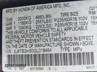 2016 Acura RDX Technology with VIN 5J8TB3H50GL018484, listed as a IAAI auction lot 42312036 with 115,311 mi miles and . Bid and sale history available at DreamBid. Image 9.