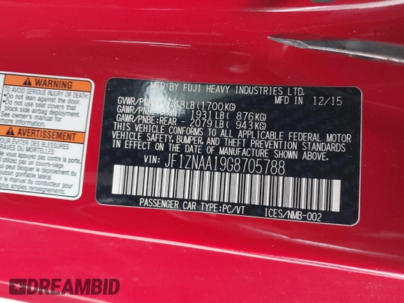 2016 Scion FR-S with VIN JF1ZNAA19G8705788, listed as a IAAI auction lot 42098828 with 117,111 mi miles and . Bid and sale history available at DreamBid. Image 9.