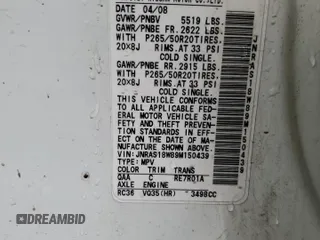 2009 Infiniti FX with VIN JNRAS18W89M150439, listed as a Copart auction lot 46363434 with 144,333 mi miles and Salvage title. Bid and sale history available at DreamBid. Image 12.