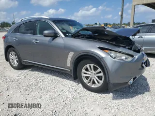 2015 Infiniti QX70 with VIN JN8CS1MU1FM380501, listed as a Copart auction lot 58406725 with 90,028 mi miles and Salvage title. Bid and sale history available at DreamBid. Image 4.
